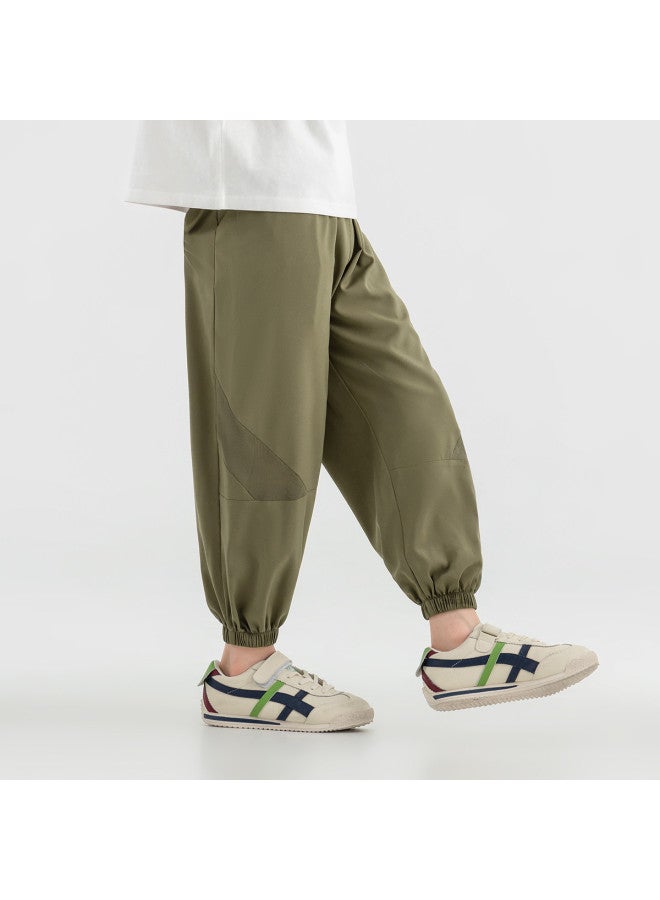 Mesh Children's 2025 Summer Thin Geometric Patchwork Sports Pants Boys Elastic Cuffed Mosquito-repellent Pants - Image 4