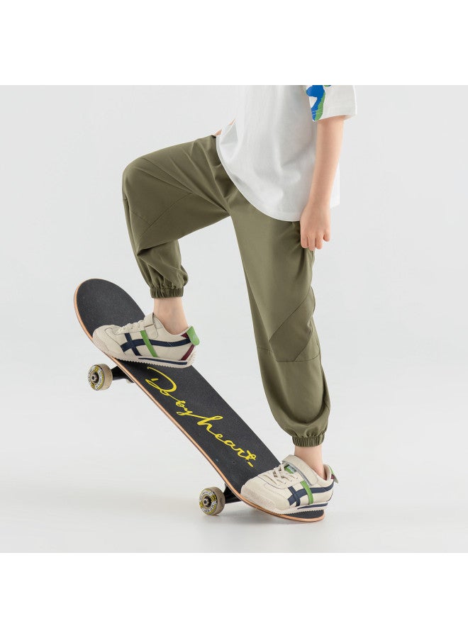 Mesh Children's 2025 Summer Thin Geometric Patchwork Sports Pants Boys Elastic Cuffed Mosquito-repellent Pants - Image 3