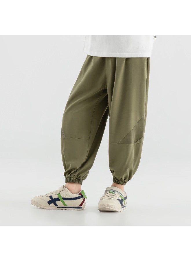 Mesh Children's 2025 Summer Thin Geometric Patchwork Sports Pants Boys Elastic Cuffed Mosquito-repellent Pants - Image 5