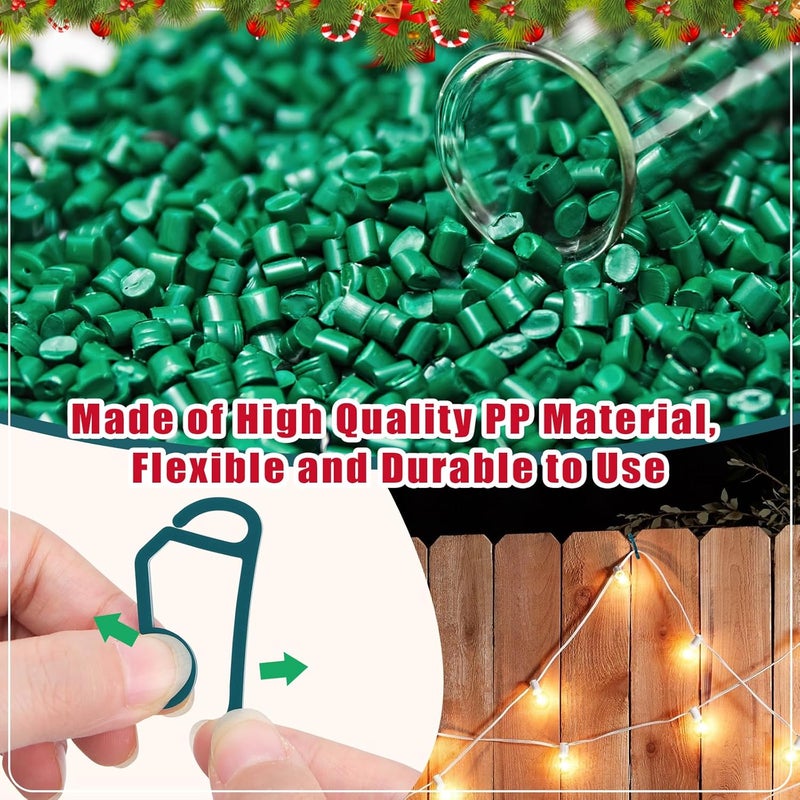 SelfTek 120 Pcs Christmas Light Clips Light Hooks, Gutter Clips Hooks for Hanging Outdoor, Christmas Weatherproof Holiday for Festival Decoration- Green - Image 3