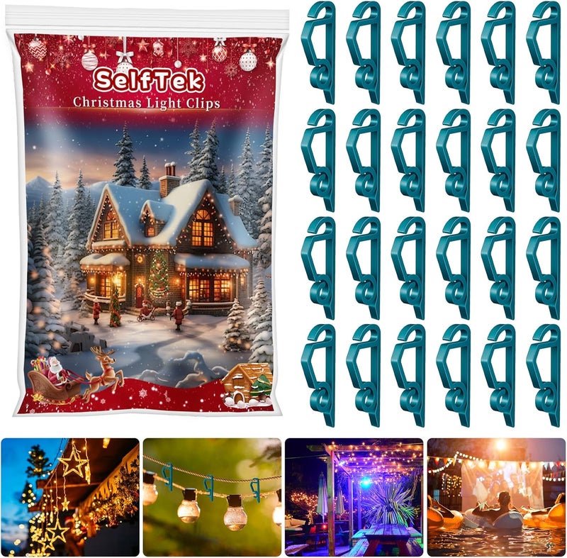 SelfTek 120 Pcs Christmas Light Clips Light Hooks, Gutter Clips Hooks for Hanging Outdoor, Christmas Weatherproof Holiday for Festival Decoration- Green - Image 1