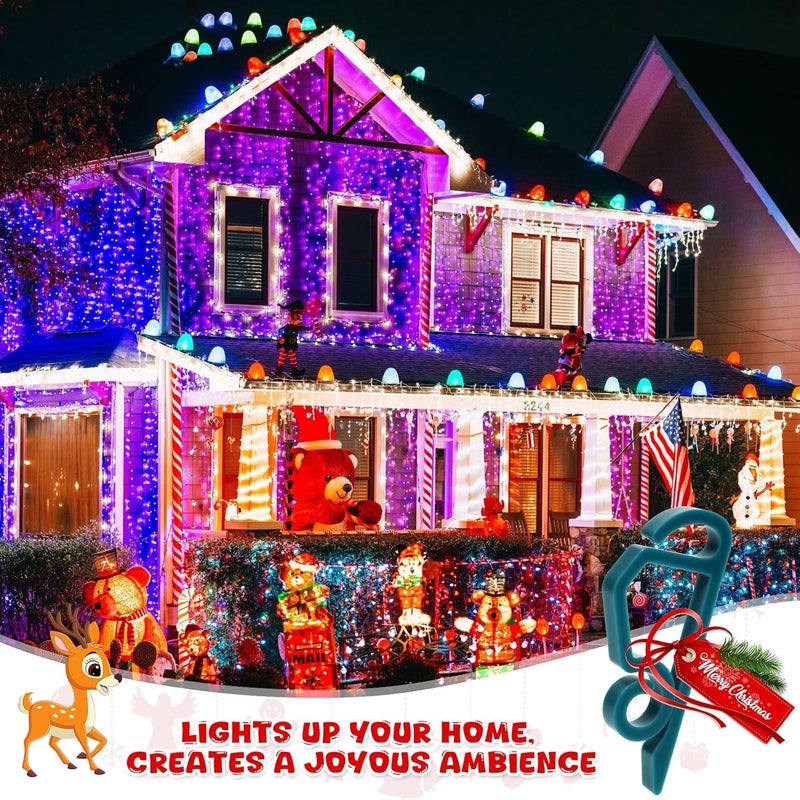 SelfTek 120 Pcs Christmas Light Clips Light Hooks, Gutter Clips Hooks for Hanging Outdoor, Christmas Weatherproof Holiday for Festival Decoration- Green - Image 5