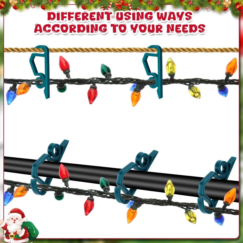 SelfTek 120 Pcs Christmas Light Clips Light Hooks, Gutter Clips Hooks for Hanging Outdoor, Christmas Weatherproof Holiday for Festival Decoration- Green - Image 4