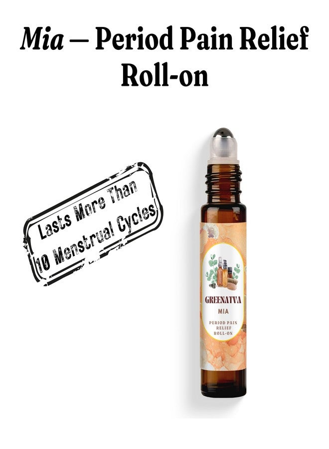 Greenatva Mia by Greenatva - Period Pain And Cramp Relief Roll On | Instant Menstrual Cramp Relief, Helps Sleep, Smells Amazing | 100% Essential Oils based | Clary Sage, Clove, Ginger | 10ml per bottle | Lasts More Than 10 Menstrual Cycles - Image 2