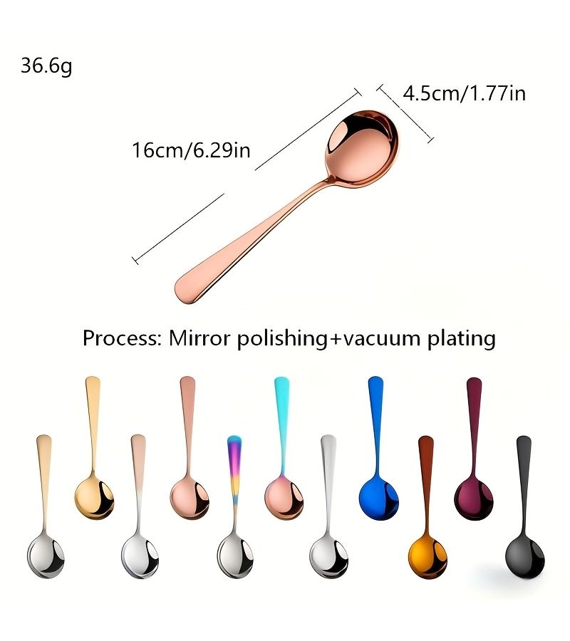 Blue Stainless Steel Coffee Spoon Set 16cm Multi Color Dishwasher Safe Gift - Image 3