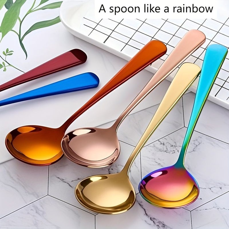 Blue Stainless Steel Coffee Spoon Set 16cm Multi Color Dishwasher Safe Gift - Image 1