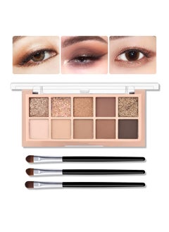 KYDA KYDA 10 Colors Brown Glow Eyeshadow Palette, High Pigmented Nude Brown Matte Eyeshadow, Shimmer Bronzer Rose Gold Eyes Colors, Champagne Glitters Eyeshadow Palette, Warm Brown Eye Shadow Makeup 