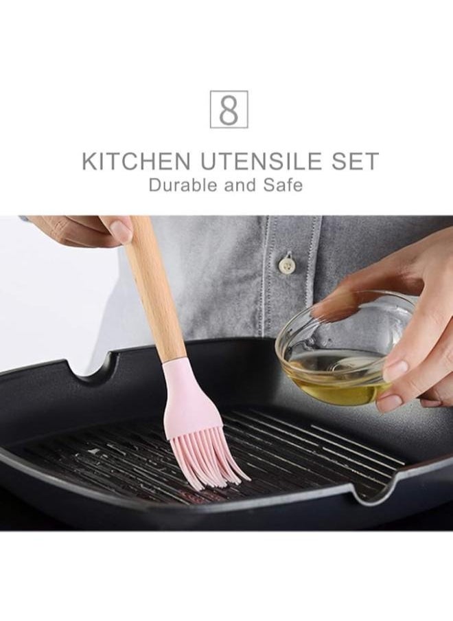 Executive LLC 12 Piece Silicone Cooking Utensil Set with Wooden Handles – Heat Resistant Non-Stick Safe Dishwasher Safe  - Image 5