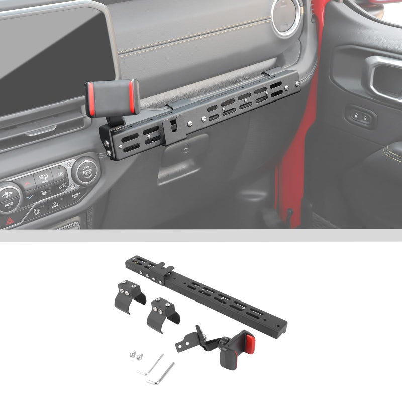 JWWY for Jeep JL Center Console Passenger Grab Handle Phone Mount Adjustable Phone Holder Expansion MultiFunction Bracket for 2024 Jeep Wrangler JL JLU Gladiator JT 4xe Interior Accessories - Image 2