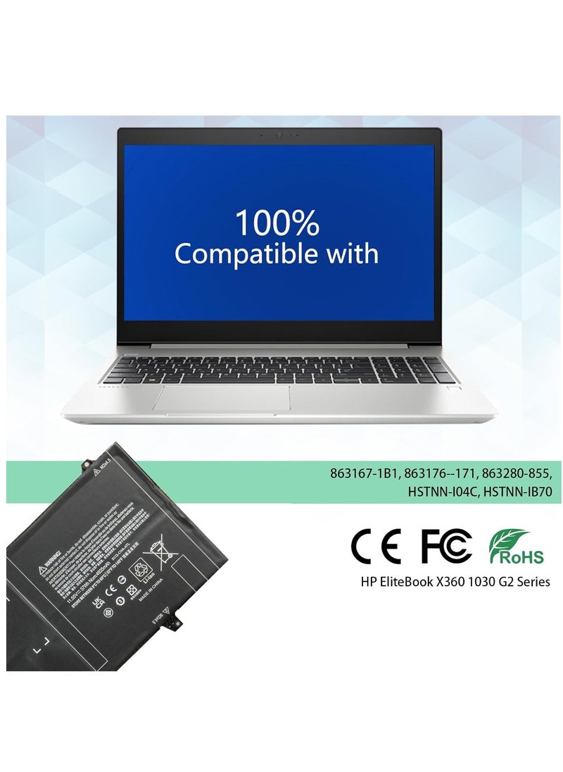 Generic HP EliteBook x360 1030 G2 Series 863167-1B1 863176-171 863280-855 HSTNN-I04C HSTNN-IB70 1GY29PA 1GY30PA 1GY31PA Laptop Battery 1.5V 55W 57Wh by Shintech OM03XL  - Image 3