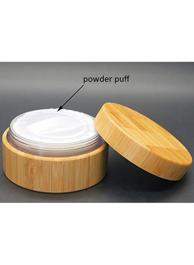 SYBL علبة بودرة سائبة فارغة سعة 30 مل و1 أونصة، علبة بودرة من الخيزران، علبة بودرة سائبة لمستحضرات التجميل، علبة حاملة لمستحضرات السفر مع أغطية منخل ومنفاخ بودرة - Image 5