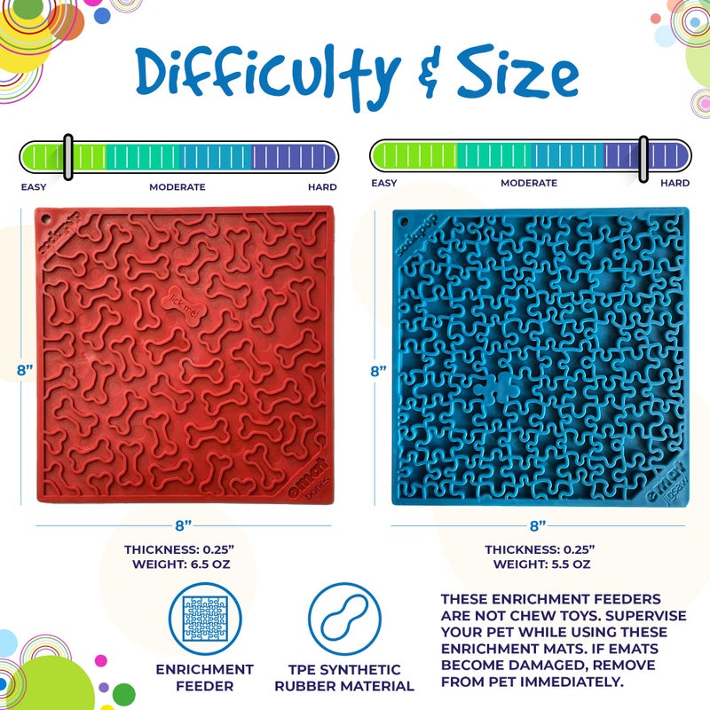 SodaPup Red Bones & Blue Jigsaw eMat Bundle â€“ Durable Lick Mat Feeder Made in USA from Non-Toxic, Pet-Safe, Food Safe Rubber for Avoiding Overfeeding, Digestive Health, Calming, & More - Image 5