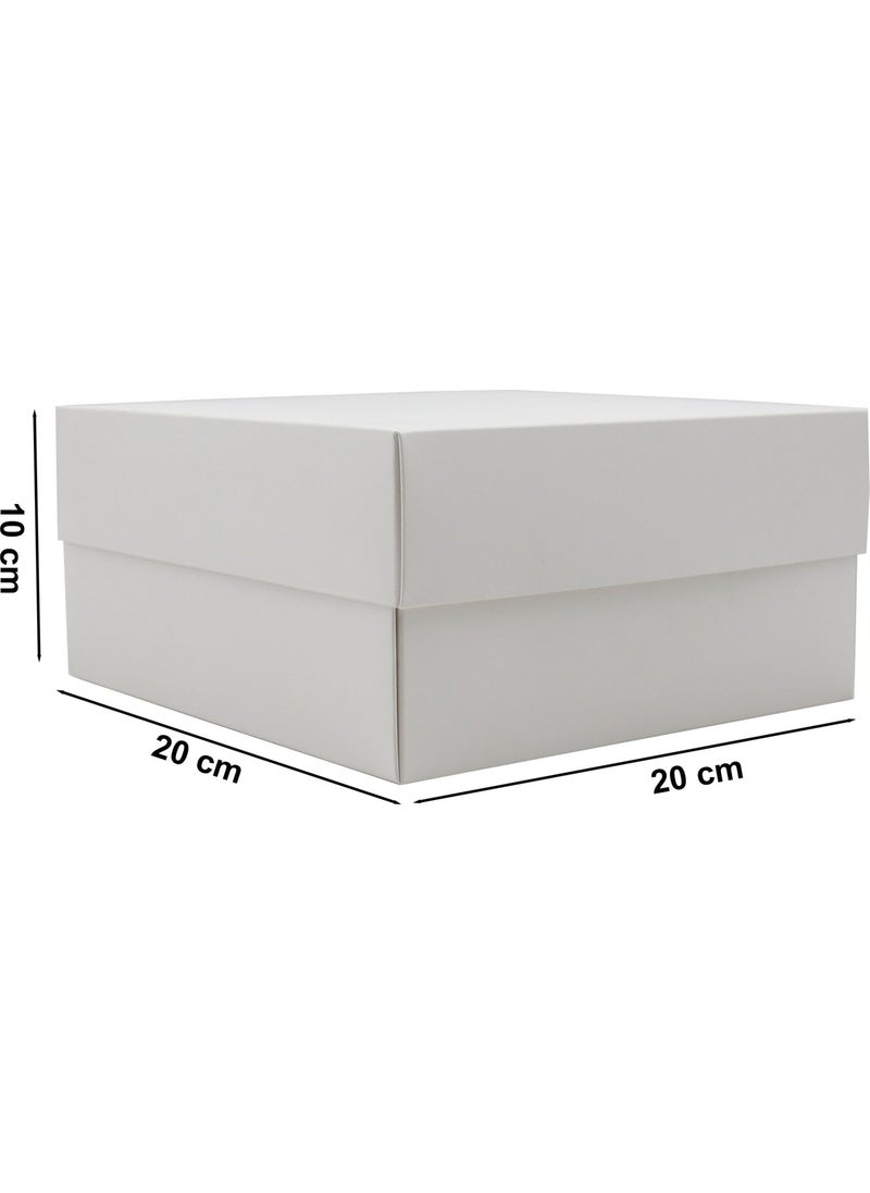 Repro Design - 20 × 20 سم صندوق هدايا فارغ من ورق كرافت الأبيض 1 قطعة - Image 1