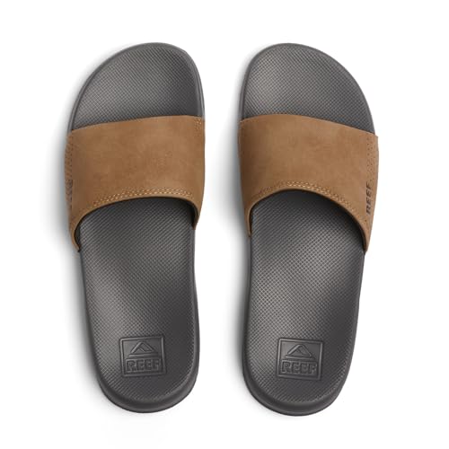 Reef One Slide Mens Sandal, Lightweight & Water Friendly, Grey/Tan, 9 - Image 5
