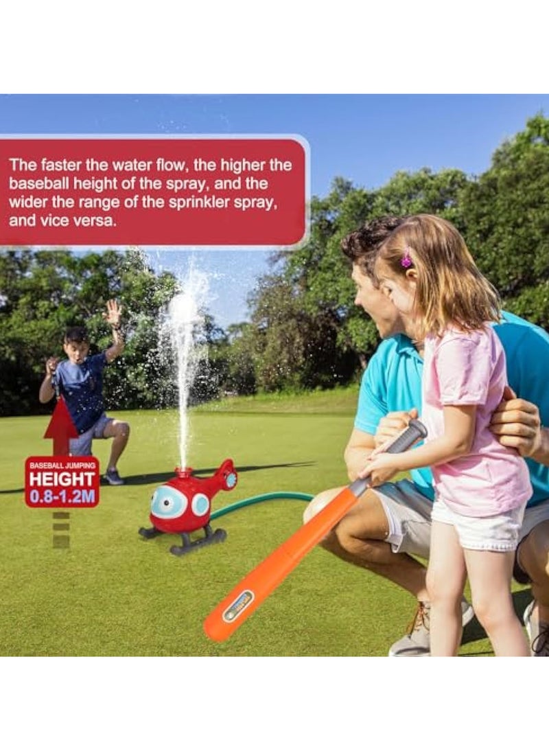 YelaJoy Water Sprinkler for Kids, 2 in 1 Outdoor Water Toys, Summer Toys Spray Sprinklers Baseball Set, Backyard Spinning Airplane Sprinkler Toy Tee Ball Game for Kids - Image 5
