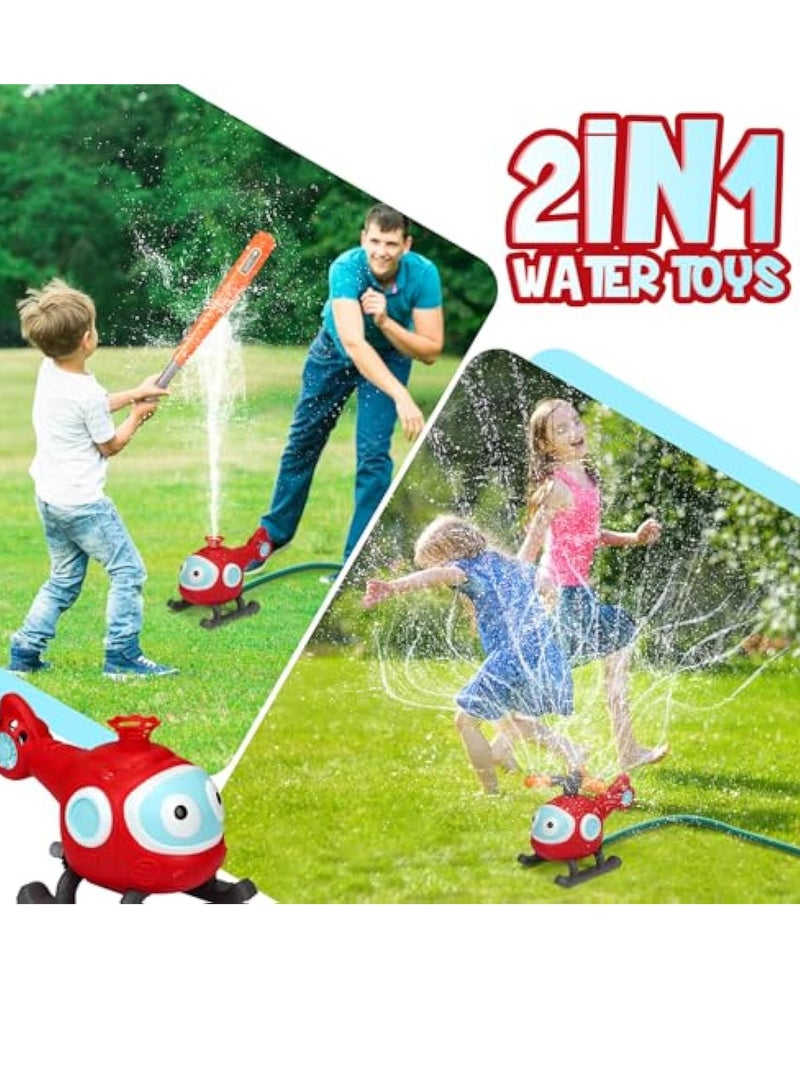 YelaJoy Water Sprinkler for Kids, 2 in 1 Outdoor Water Toys, Summer Toys Spray Sprinklers Baseball Set, Backyard Spinning Airplane Sprinkler Toy Tee Ball Game for Kids - Image 2