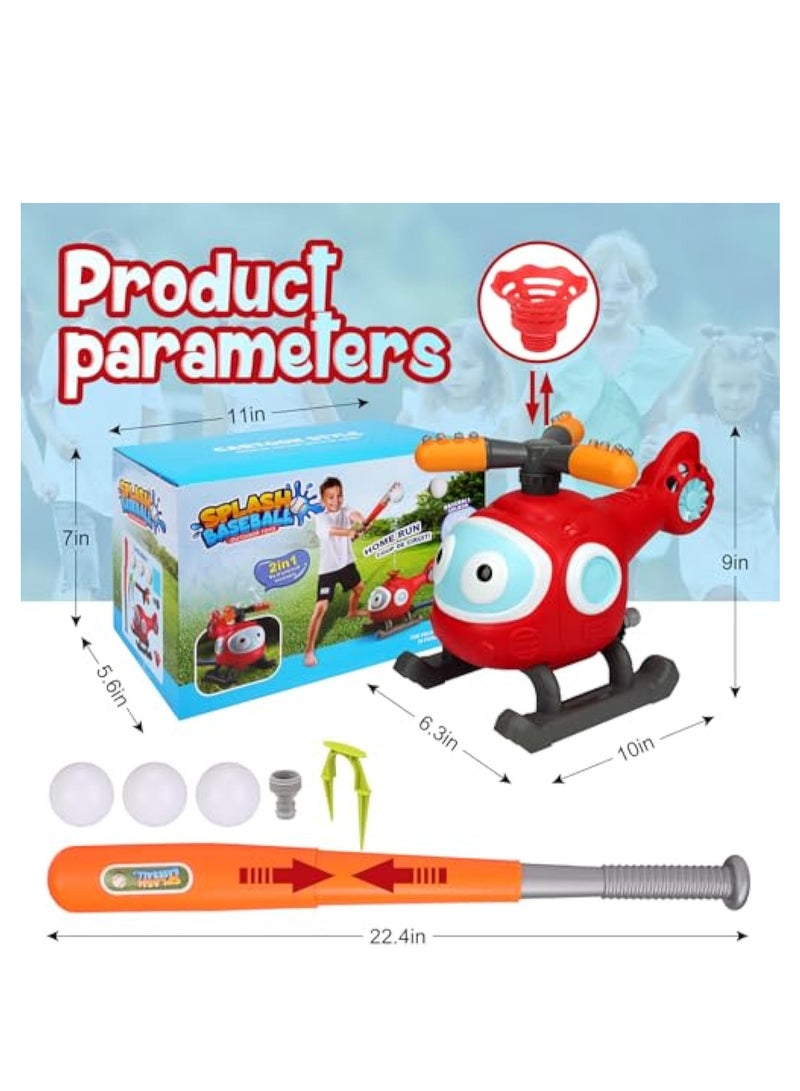 YelaJoy Water Sprinkler for Kids, 2 in 1 Outdoor Water Toys, Summer Toys Spray Sprinklers Baseball Set, Backyard Spinning Airplane Sprinkler Toy Tee Ball Game for Kids - Image 3