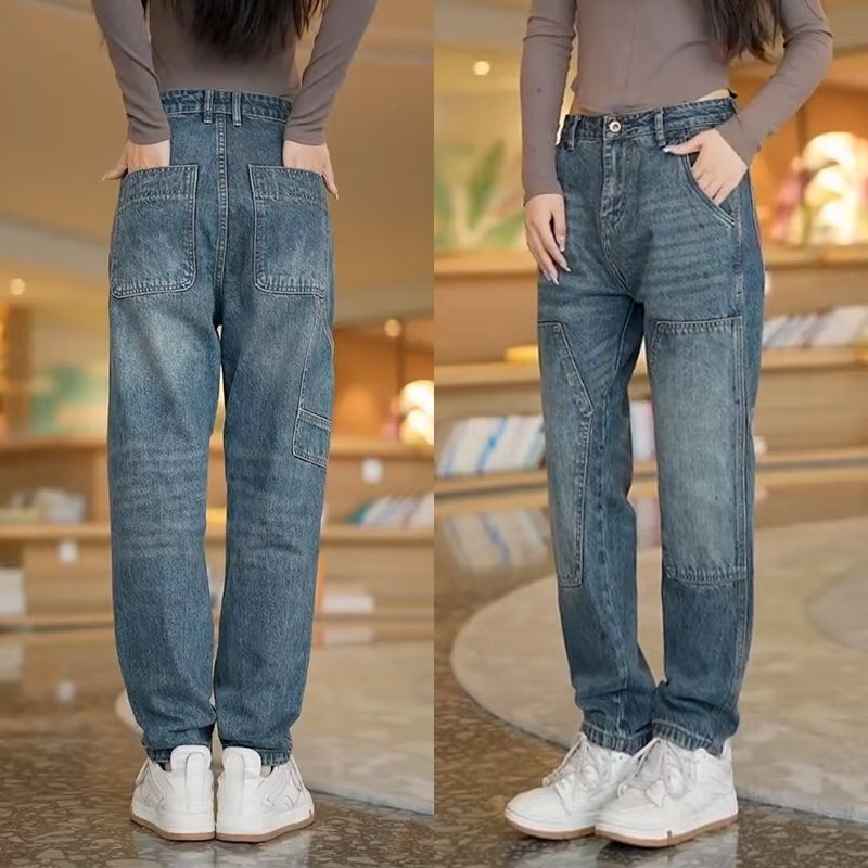 Unisex Classic Denim Jeans Loose Fit Daily Outdoor Wear