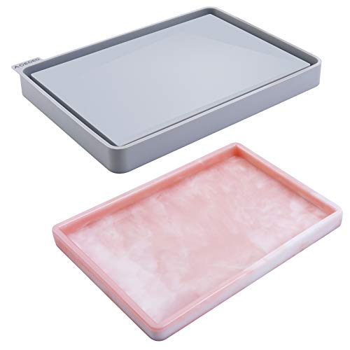 AOEDEO Tray Mold for Resin Silicone Tray Mold with Sides for Epoxy Resin, Shiny Surface & Durable 10.43x7.4x0.98 in - Image 1