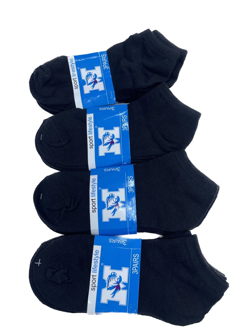 الوصيف 12 زوج جوارب ولادي اسود