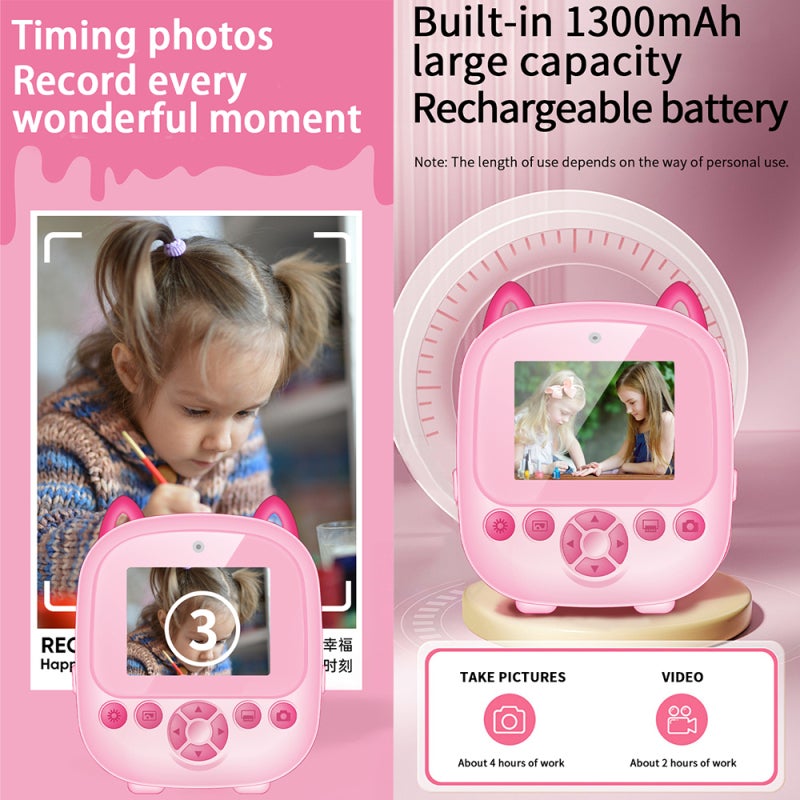 Kids Instant Print Camera: Blue 2.4-Inch IPS Screen 1300mAh Battery - 1080P HD Video Recording Digital Camera for Kids Outdoor Play And Home Creativity - Image 3