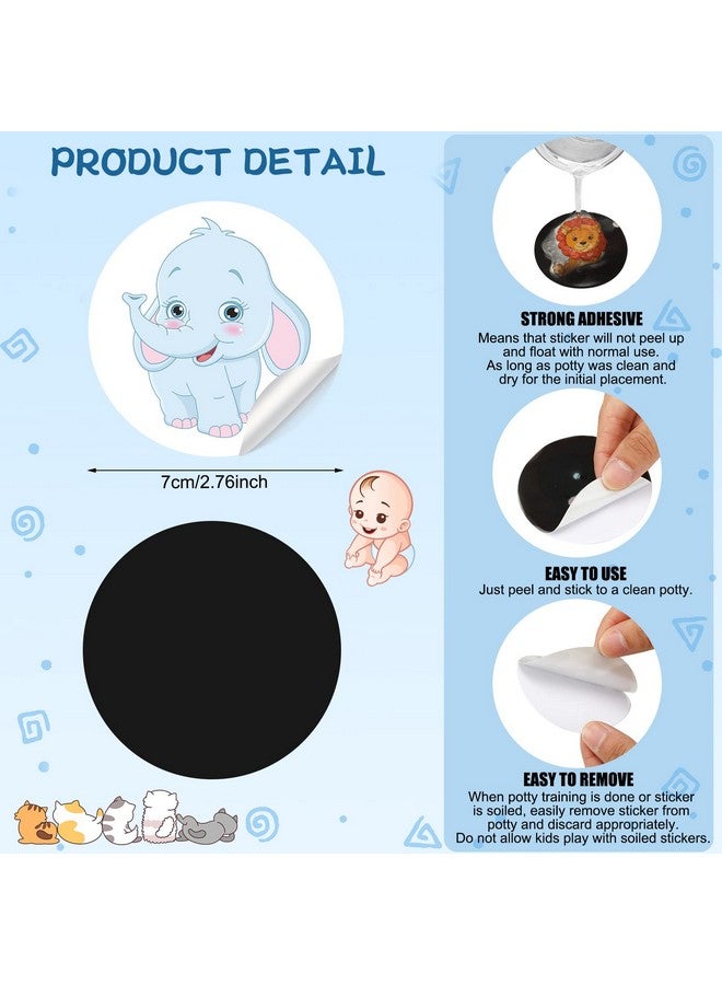 Geyee 24 Pcs Potty Training Stickers Potty You Pee on Toilet Reveal Stickers Chart Reusable Pee Decals Color Changing Seat Toilet Targets for Boys Girls Kids Training Use(Animal) - Image 2