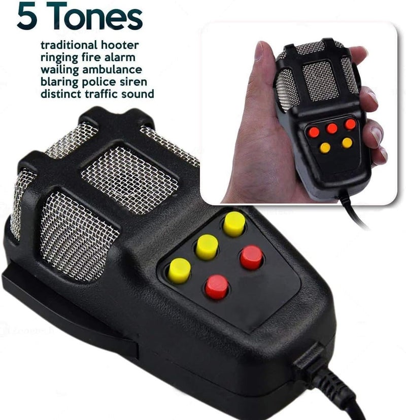 ZONETECH Zone Tech 5 Tone Sound Car Siren Vehicle Horn with Mic PA Speaker System Emergency Sound Amplifier -Electric Ambulance/Horn-Hoote/Siren/Traffic Sound with PA Microphone System - Image 2