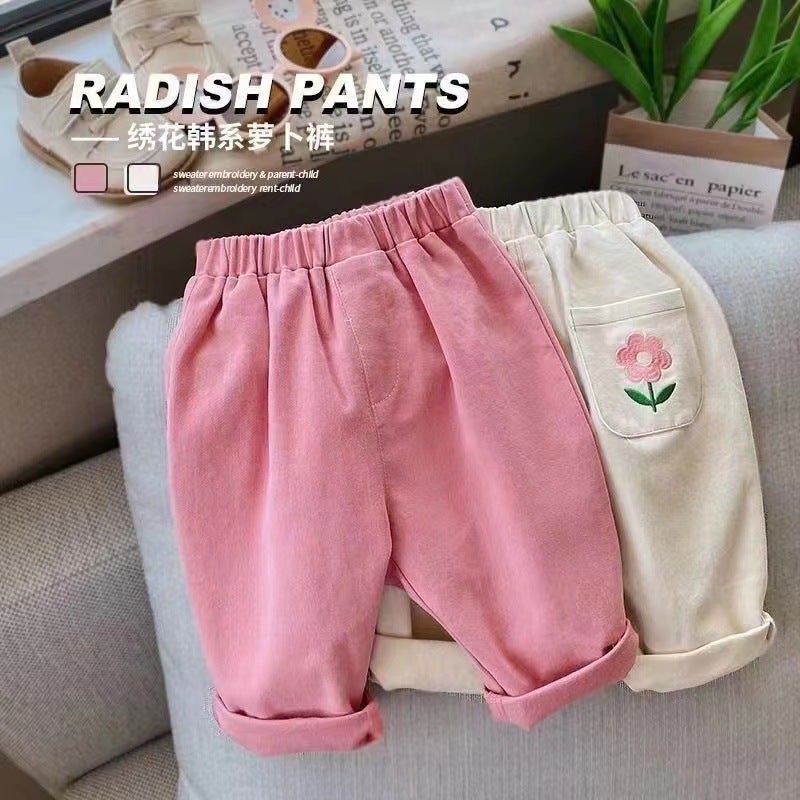 Girls' Pants Spring 2026 New Style Summer Trendy Loose Baby Carrot Pants Girls' Casual Straight-Leg 9-Point Pants - Image 2