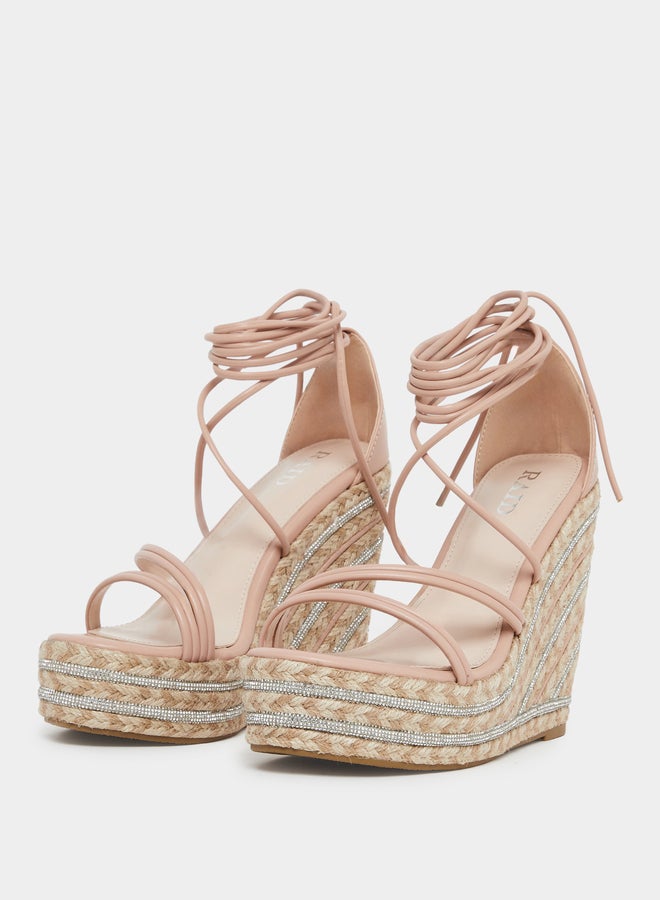 RAID Francis Strappy Tie-Up Embellished Wedge - Image 2