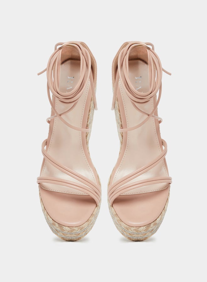 RAID Francis Strappy Tie-Up Embellished Wedge - Image 5