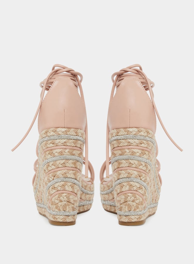 RAID Francis Strappy Tie-Up Embellished Wedge - Image 4