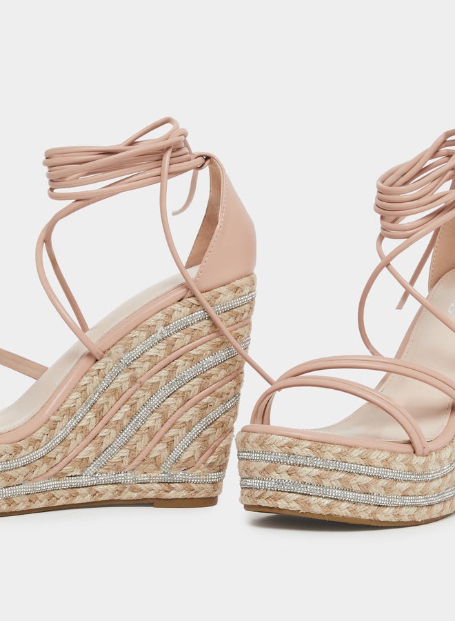 RAID Francis Strappy Tie-Up Embellished Wedge - Image 3