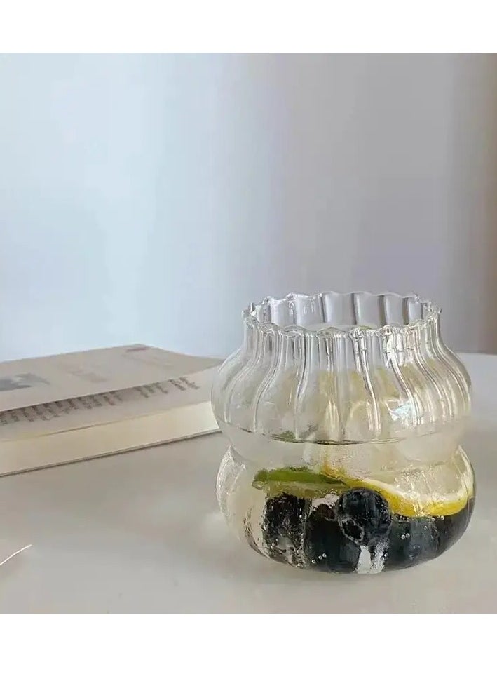 Spaceshoop - Large Glass Cup Household High Temperature Resistant Water Cup Hot Ice Juice Drink Cup Coffee Cup Breakfast Cup Drink Cup 350 ml - Image 1