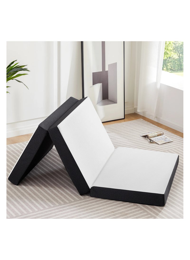 Comfy مرتبة طبية قابلة للطي مريحة باللون الأبيض مع حافة سوداء 180 × 90 × 10 سم - Image 3