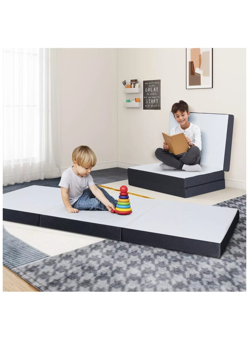 Comfy مرتبة طبية قابلة للطي مريحة باللون الأبيض مع حافة سوداء 180 × 90 × 10 سم - Image 2