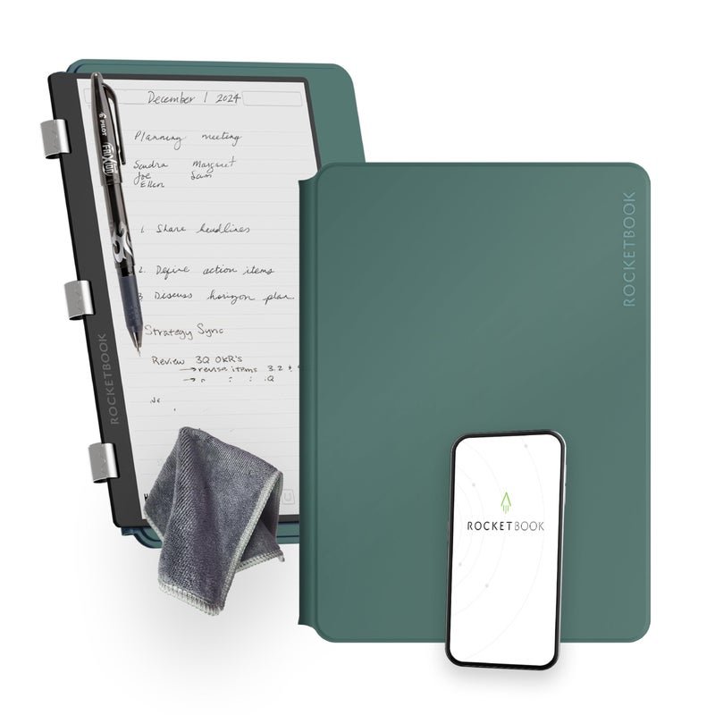 Rocketbook Pro 2.0 Reusable Professional Smart Notebook, Letter Size 8.5x11, Green - Lined & Dot Grid Pages, App-Connected, Erasable, Premium Cover, Ideal for Work Notes and Business Meetings - Image 1