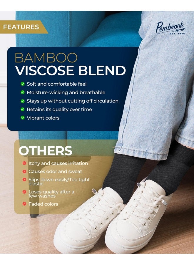 Pembrook Pembrook Bamboo Viscose Diabetic Socks for Women & Men - 6 Pairs Ankle Socks for Swollen Feet | Neuropathy Socks | Ankle Neuropathy Socks for Men | Stretch Top Mens Diabetic Socks | Black - Image 3