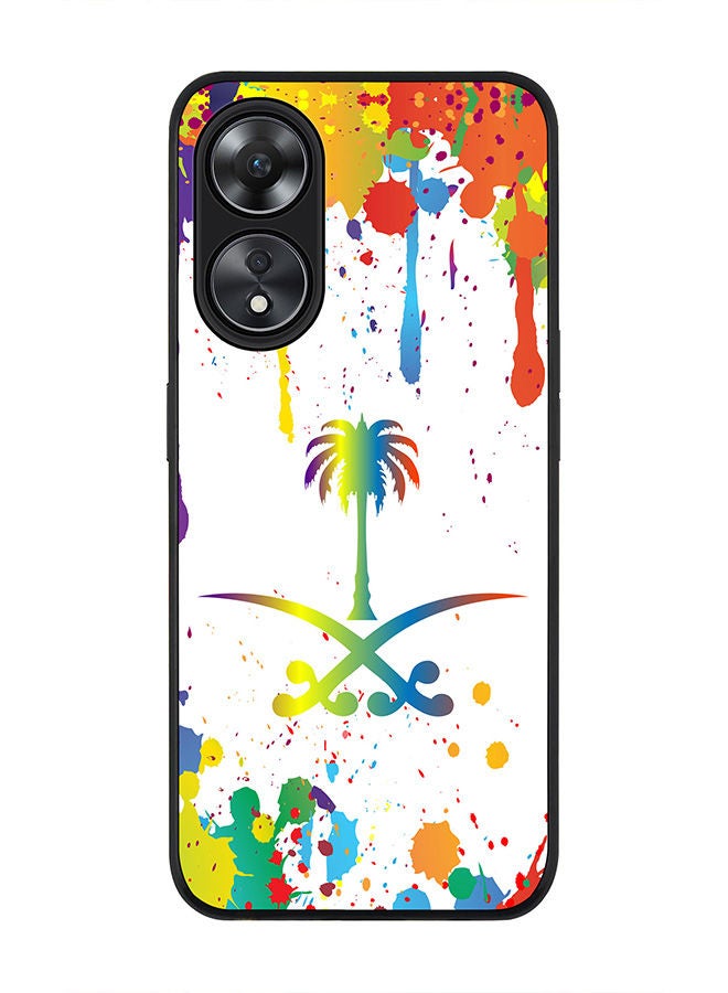 Stylizedd Rugged Black edge case for Oppo A78 5G / Oppo A58 5G Slim fit Soft Case Flexible Rubber Edges Anti Drop TPU Gel Thin Cover -  Colorful Saudi - Image 1