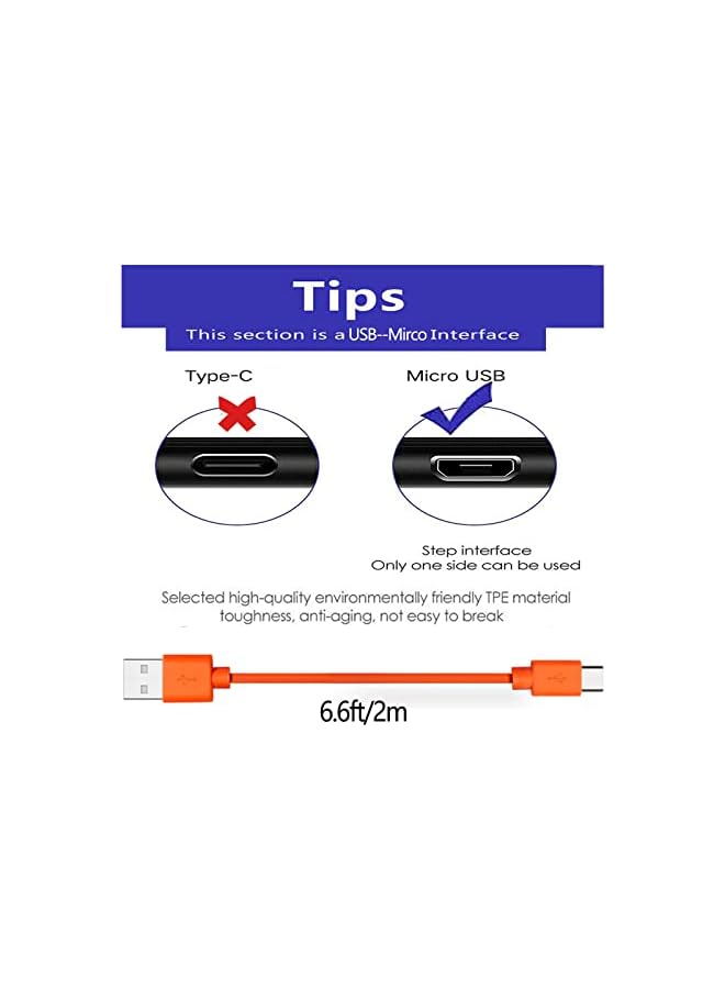 The Bros Replacement Fast Charging Charger Cable Power Cord Wire Compatible for Ring Enabled Video Doorbell (2020 Release) 2/3/3 Plus/4, Doorbell Pro/Plus and Camera Battery Charging Cable (3.3ft Orange) - Image 4