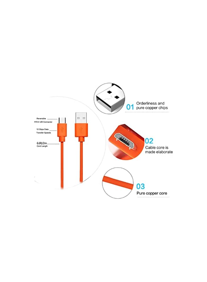 The Bros Replacement Fast Charging Charger Cable Power Cord Wire Compatible for Ring Enabled Video Doorbell (2020 Release) 2/3/3 Plus/4, Doorbell Pro/Plus and Camera Battery Charging Cable (3.3ft Orange) - Image 2