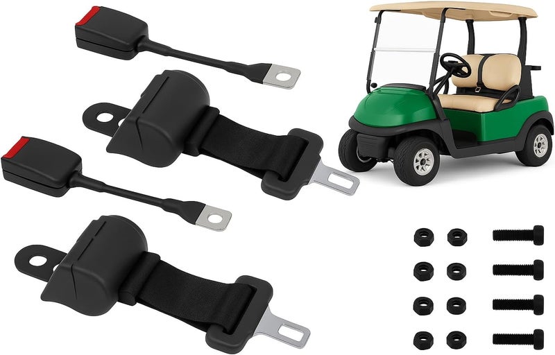 Podoy Universal Retractable Golf Cart Seat Belt Kit for E-ZGO, Yamaha, and Club Car - Image 1