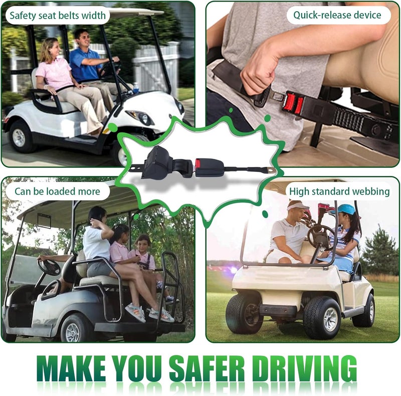 Podoy Universal Retractable Golf Cart Seat Belt Kit for E-ZGO, Yamaha, and Club Car - Image 2