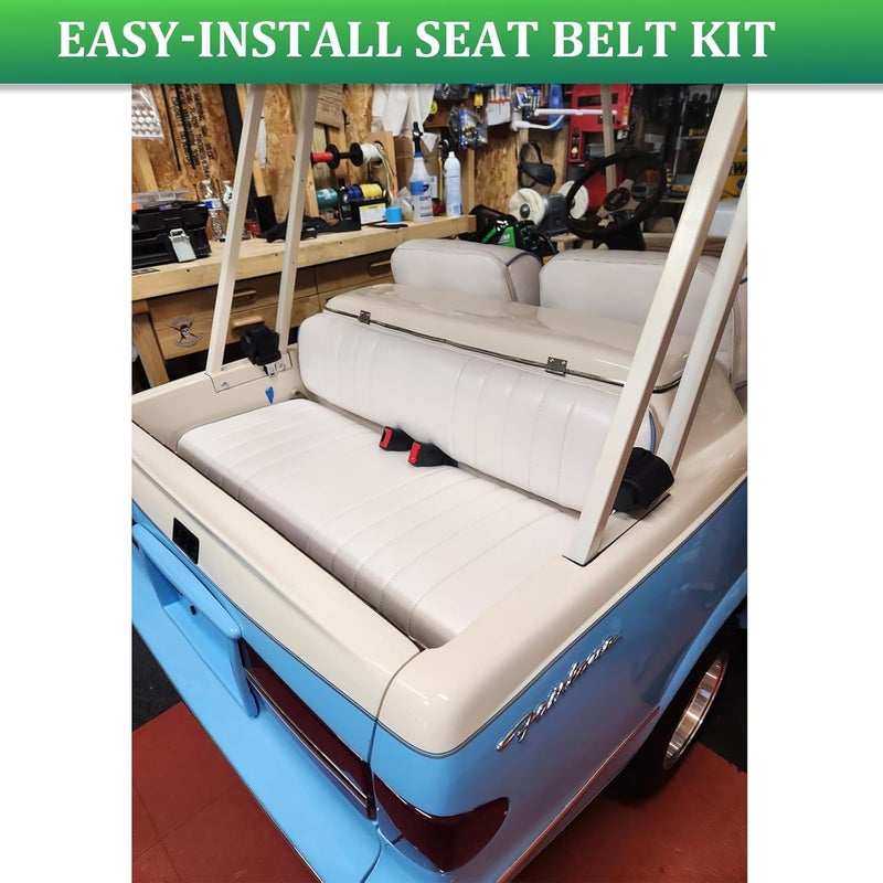 Podoy Universal Retractable Golf Cart Seat Belt Kit for E-ZGO, Yamaha, and Club Car - Image 3