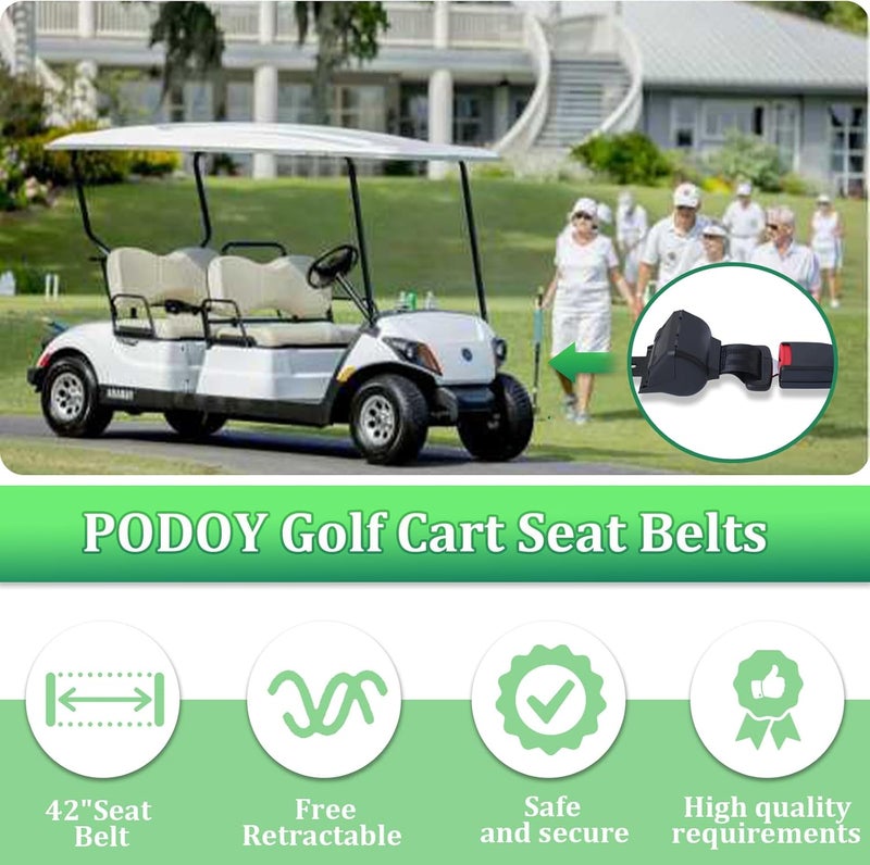 Podoy Universal Retractable Golf Cart Seat Belt Kit for E-ZGO, Yamaha, and Club Car - Image 5