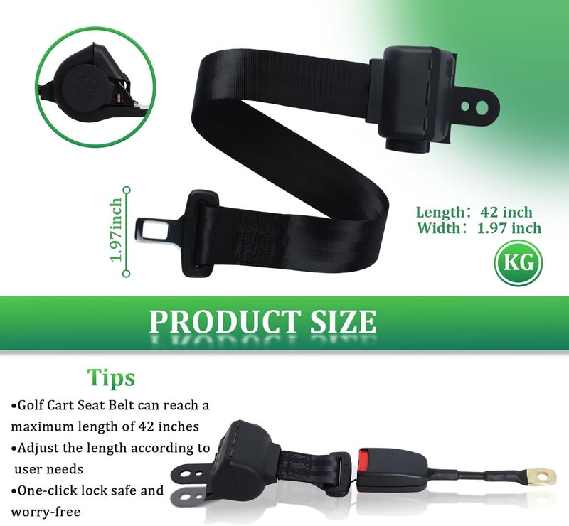 Podoy Universal Retractable Golf Cart Seat Belt Kit for E-ZGO, Yamaha, and Club Car - Image 4