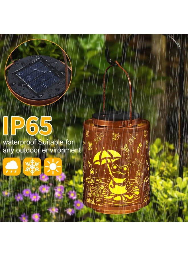 Tepaken Solar Lanterns Garden Decor Birthday Gifts for Women Mon Grandma Metal Hanging Solar Lights Waterproof Outdoor Decoration for Outside LED Lanterns for Yard Patio Lawn (Frogs) - Image 5