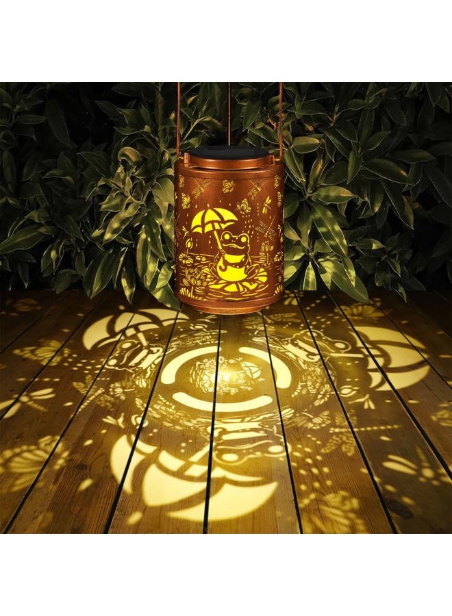 Tepaken Solar Lanterns Garden Decor Birthday Gifts for Women Mon Grandma Metal Hanging Solar Lights Waterproof Outdoor Decoration for Outside LED Lanterns for Yard Patio Lawn (Frogs) - Image 4