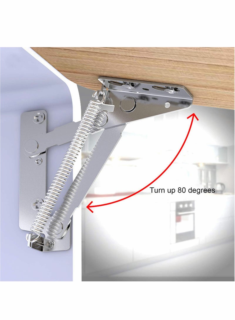 Excefore 80 Degree Cabinet Door Hinge, 2PCS Lift Up Flap Top Door Hinges  Hydraulic Hinges Cabinet Hinge Folding Sofa Bed Spring Hinges for Kitchen Wardrobe Cupboard Cabinet Pneumatic Stop Support Max 10 kg  - Image 5
