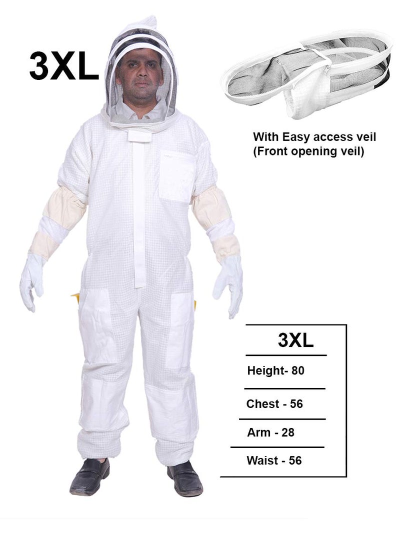 BEEATTIRE Ventilated Bee Suit with easy access veil 3 Layer Mesh Bee Protection New Light Weight Ultra Breeze Max Protection for Professional Beginner Beekeeper Full Beekeeping Costume (3XL) - Image 3