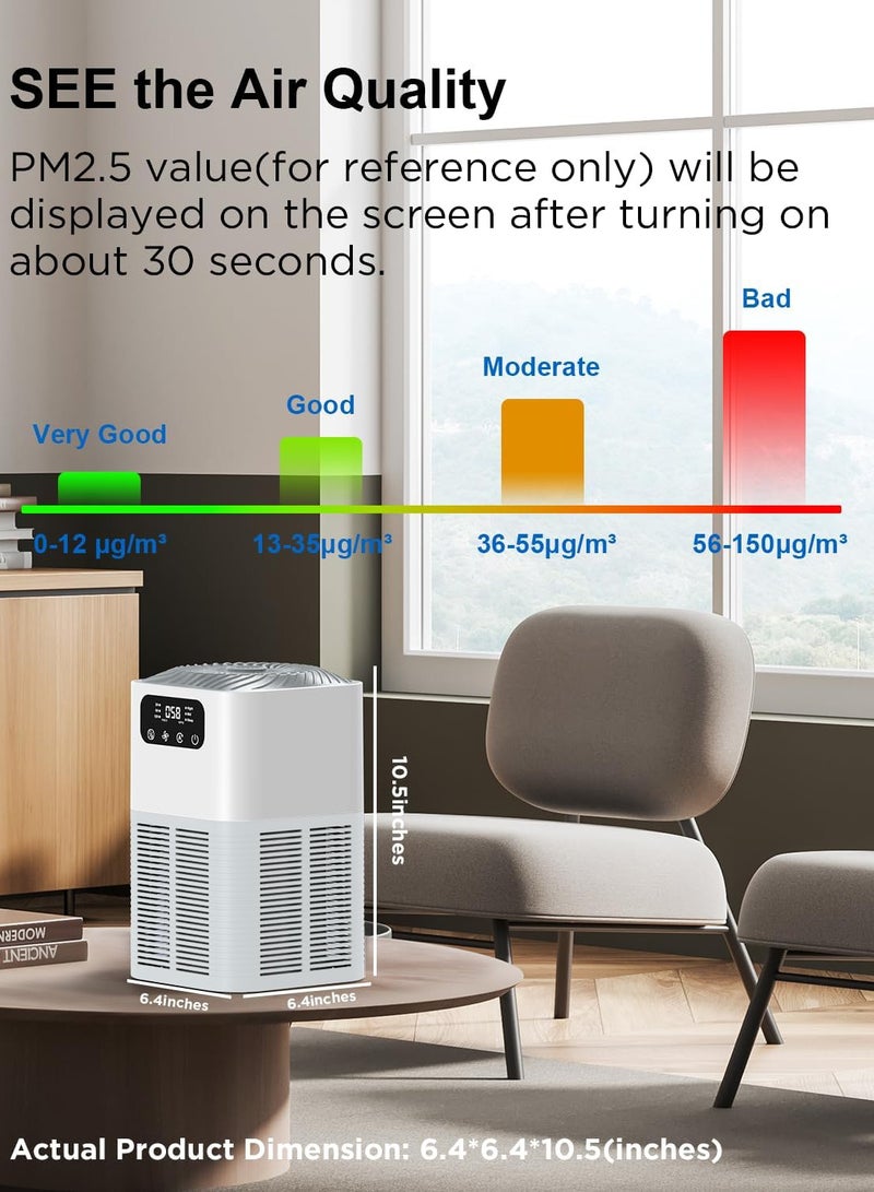 Joshberg Air Purifiers for Home, Up to 1076 ft², H13 True HEPA Air Filter with Fragrance Sponge, 25 dB Quiet Air Purifiers for Bedroom Pet Dander Pollen - Image 4